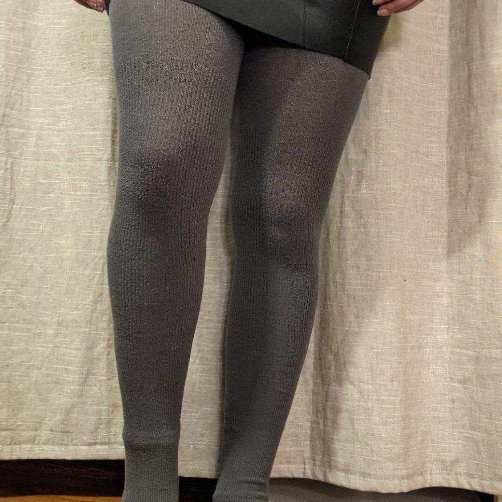 Grey Knit Tights (Opaque)